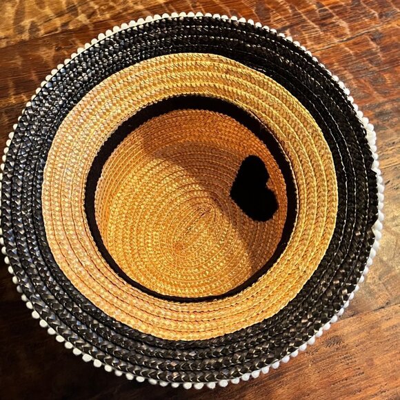 Vintage Black & Natural Straw Cloche Hat With Bow - Picture 2 of 8